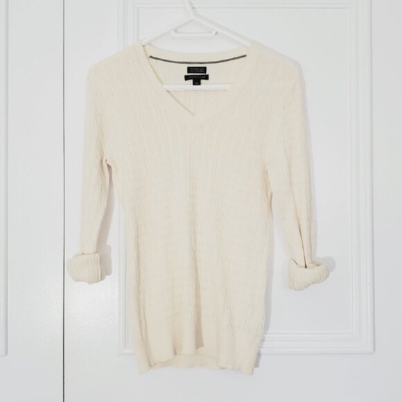Tommy Hilfiger 100٪ Pima Cotton V Neck Cable Knit Pullover- Size M - Picture 10 of 15